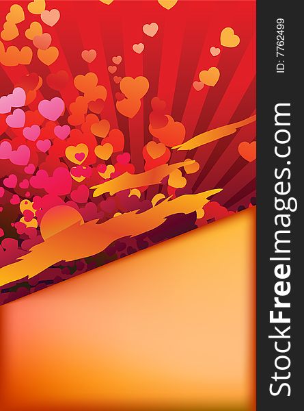 Valentine postcard with empty space for text and colorful hearts