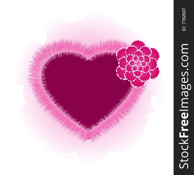 Heart with flower, pink, isolated, eps 8 format