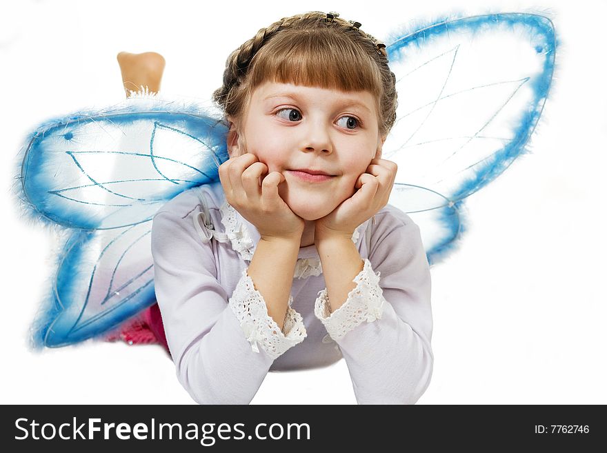 Stock photo: an image of a little girl dressed like butterfly
