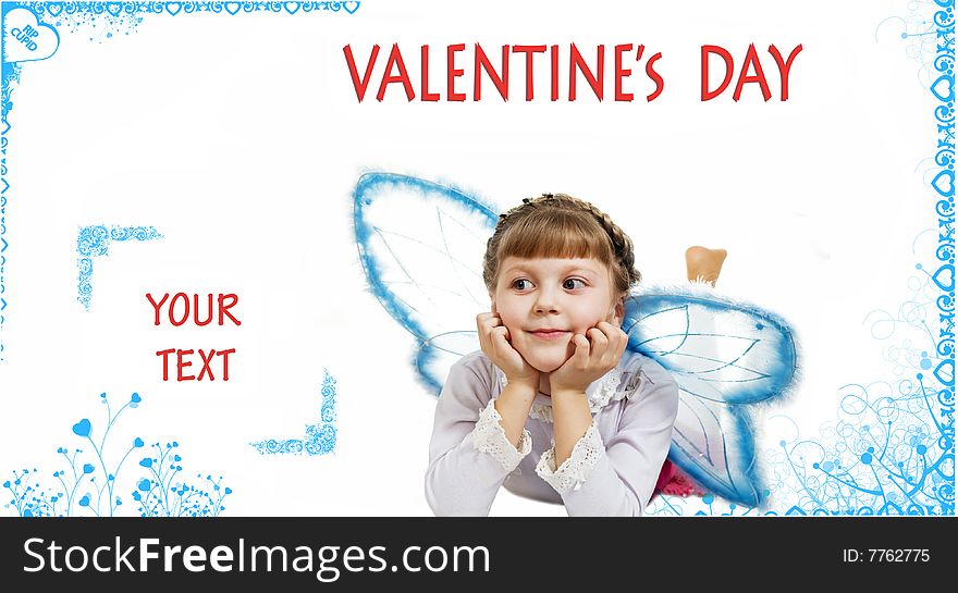 Stock photo: an image of a little cupid with place for text