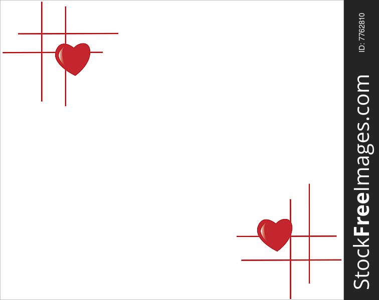 Red lines with two hearts. Red lines with two hearts