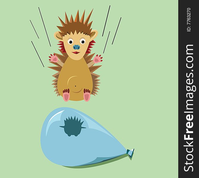 Hedgehog falling on a balloon, guess what is gonna happen