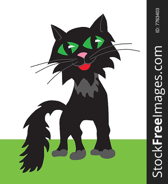 Cat black decorative illustration vector pet