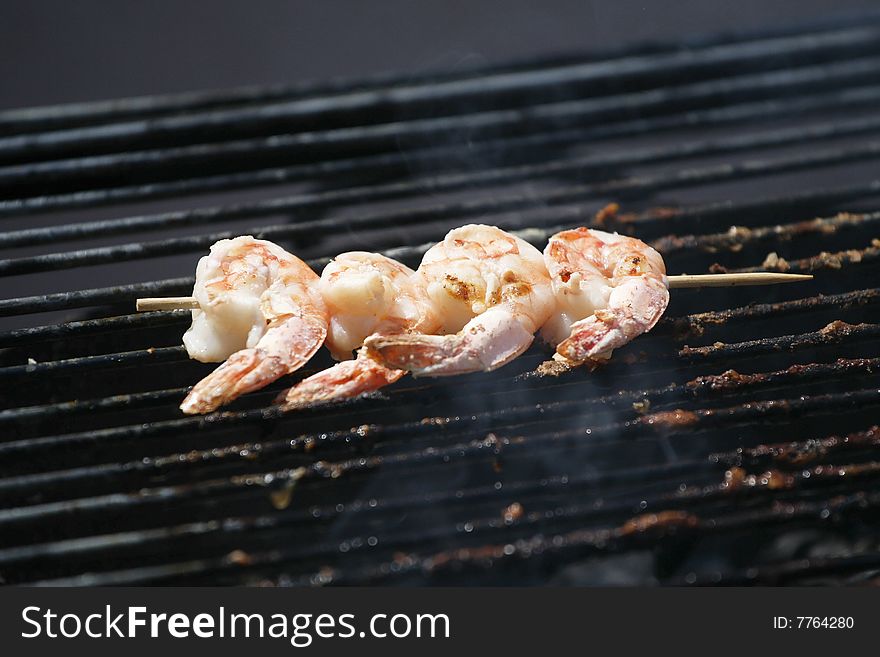 Shrimp (Prawns) on Barbeque Grill. Shrimp (Prawns) on Barbeque Grill