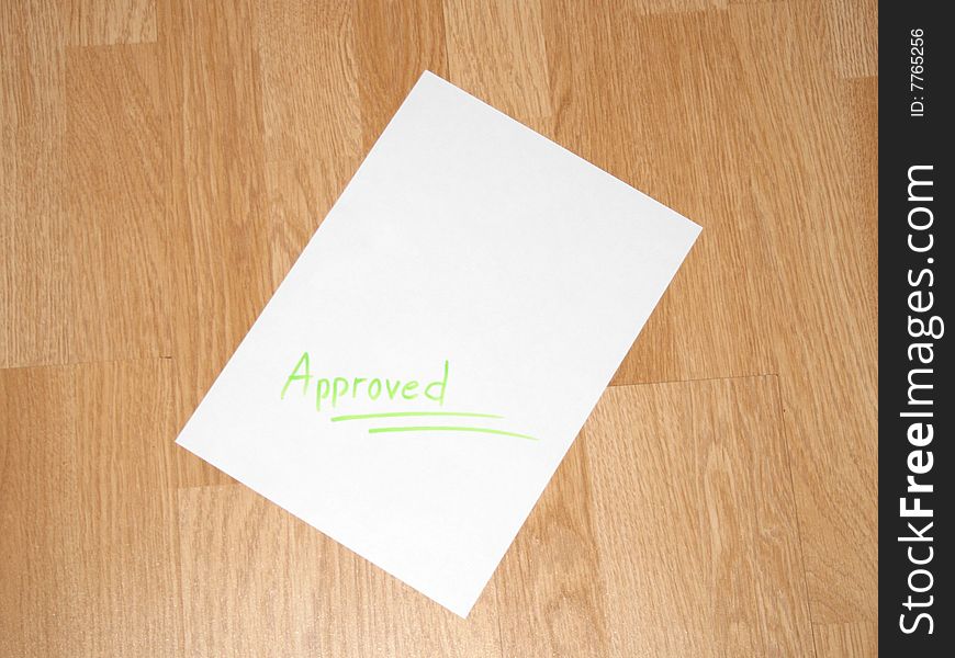 White paper with approved signature