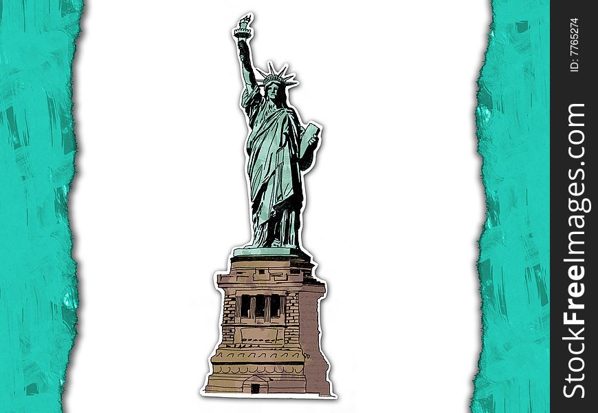 Paper statue of liberty. This picture was is drawn by the black gel ink pen, is painted then cut out, scanned and edit in the graphic editor. Paper statue of liberty. This picture was is drawn by the black gel ink pen, is painted then cut out, scanned and edit in the graphic editor.