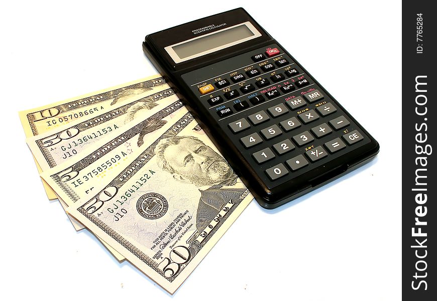 Photo of calculator on money