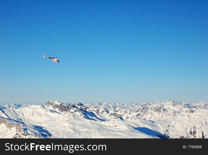 Helicopter on the Swiss alps - Davos. Helicopter on the Swiss alps - Davos.