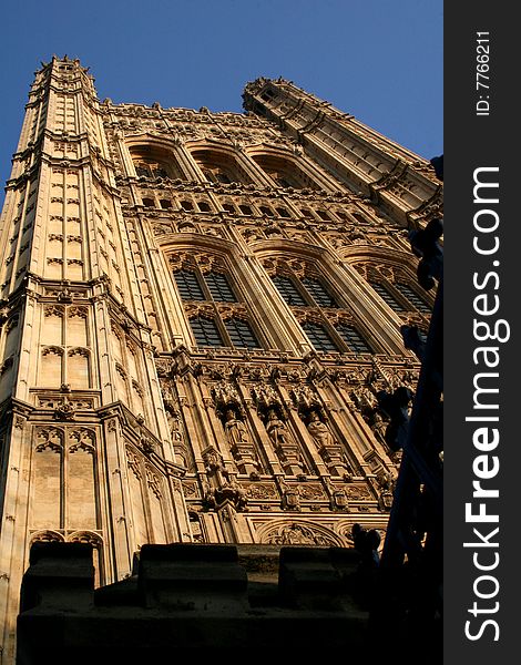 Looking up tower of House of Lords. Looking up tower of House of Lords