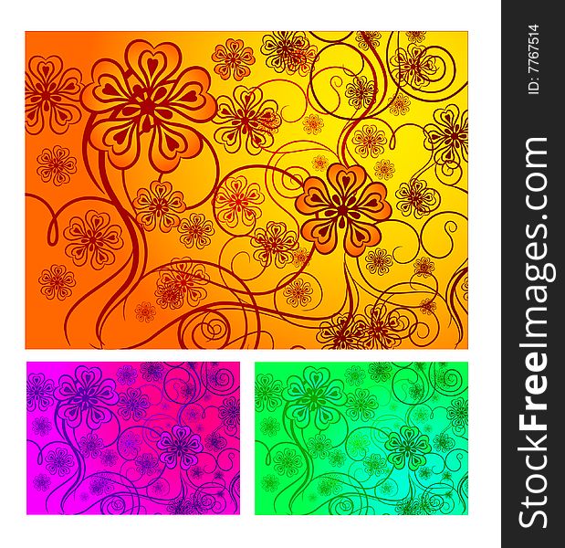 Three-colored floral background, element for design, vector illustration. Three-colored floral background, element for design, vector illustration