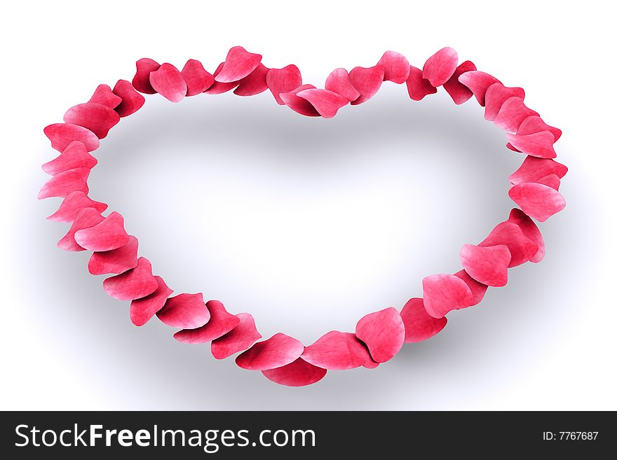 3d max render pink rose petal heart Valentine Day