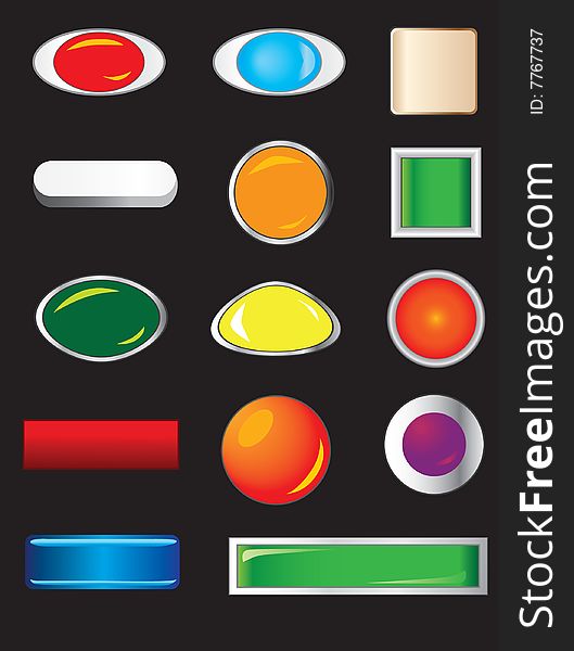 Large set of shiny buttons. Vector illustration