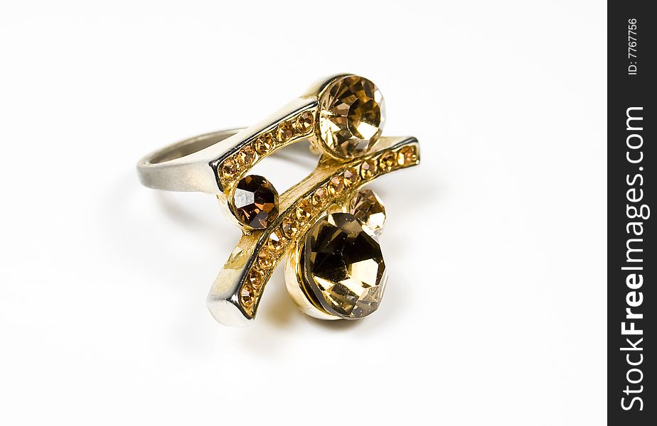 Original ring from gold with several colour stones