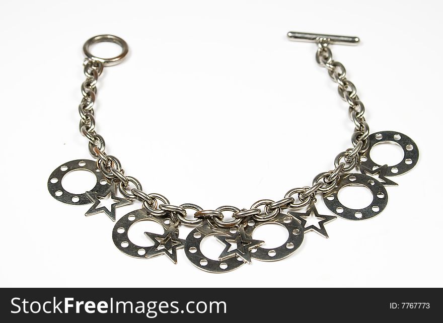 Bracelet from metal, decorate double rings and stars