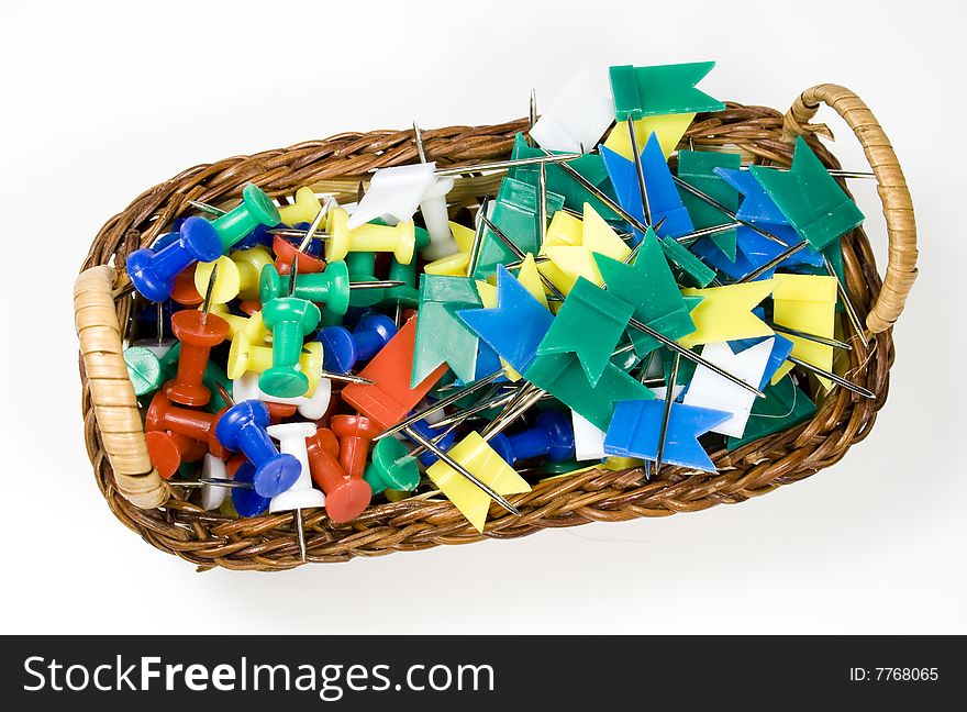 Bast Basket With Colored Pushpins