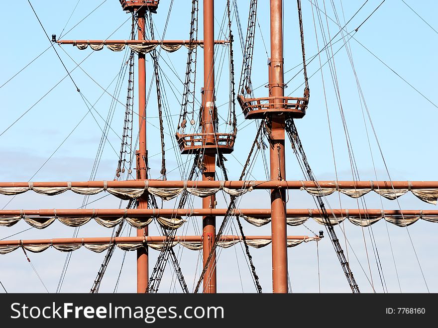 Masts of old sail ship. Masts of old sail ship