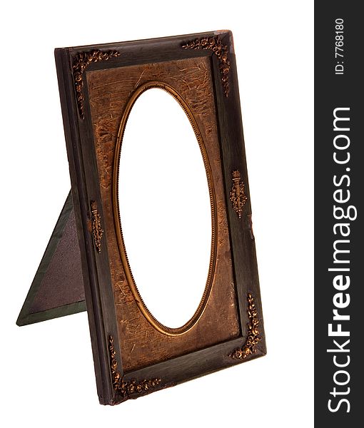 Very old photo-frame isolated on white background with clipping path