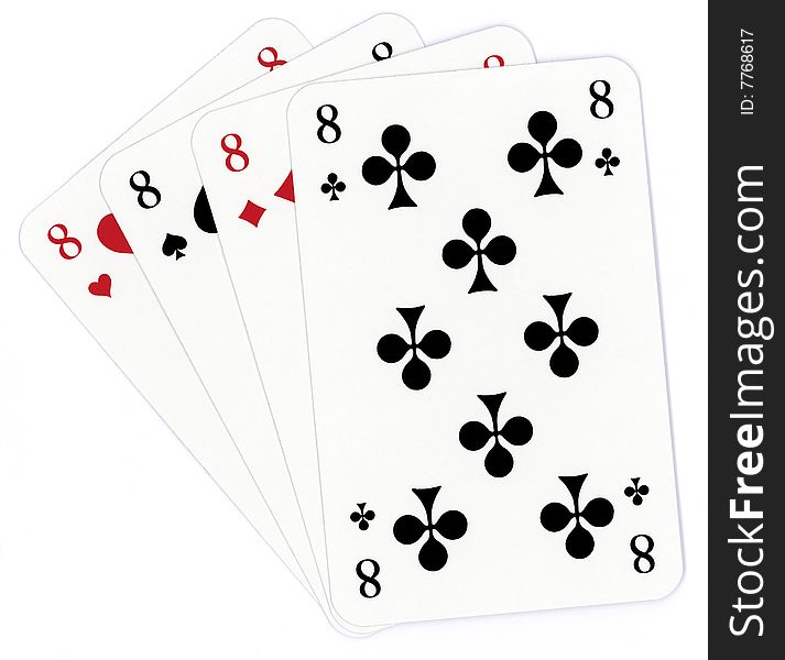 Poker of eights isolated on the white background