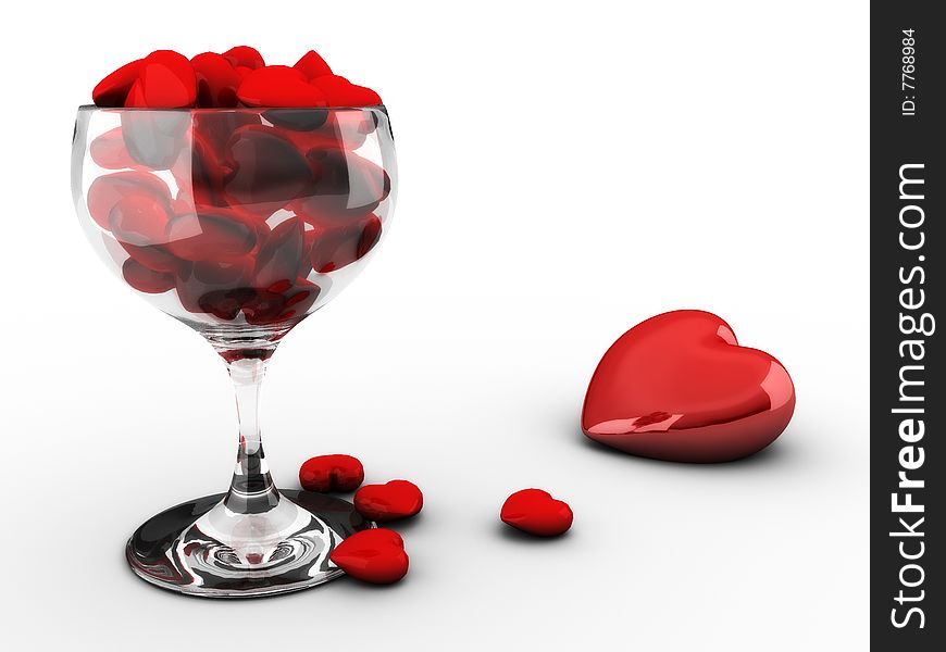 Valentines hearts in a cup; clipping path included. Valentines hearts in a cup; clipping path included.