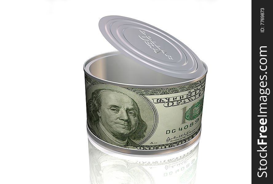 Canning jar with the image of dollar on a white background. Canning jar with the image of dollar on a white background