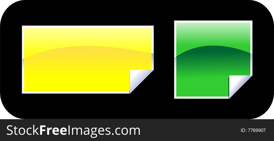 Green and yellow glossy sticker. Green and yellow glossy sticker