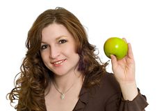 Woman Smiling Holding Healthy Fresh Green Apple Royalty Free Stock Photo Woman Smiling Holding Healthy Fresh Green Apple Royalty Free Stock Photo