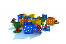 Isolated Opened Gift Boxes Royalty Free Stock Photography