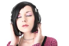Emo Girl In Headphones Listen To Music Royalty Free Stock Photography Emo Girl In Headphones Listen To Music Royalty Free Stock Photography