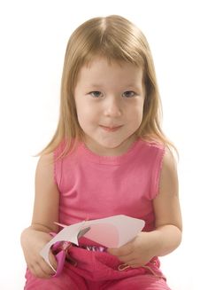 Pretty Small Girl Is Cutting Paper Heart Shape Stock Photo Pretty Small Girl Is Cutting Paper Heart Shape Stock Photo
