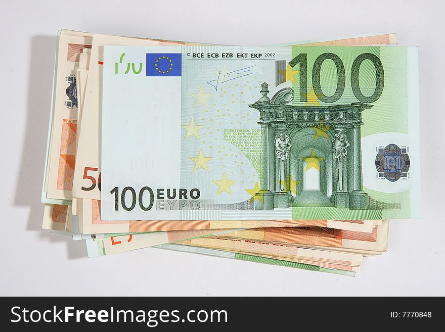 Packet of euro banknotes- isolated. Packet of euro banknotes- isolated.