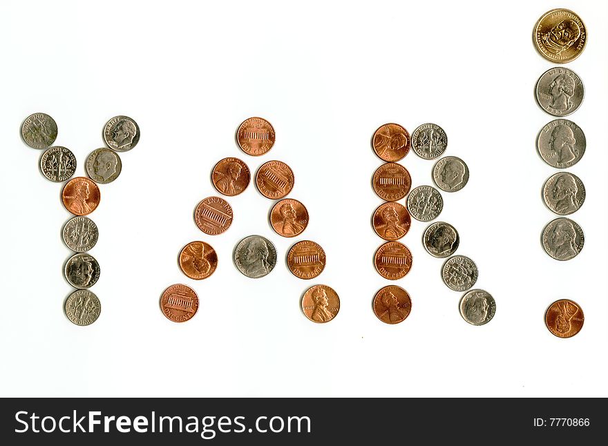 Collection of various coins inside different money related exclamations. Collection of various coins inside different money related exclamations.