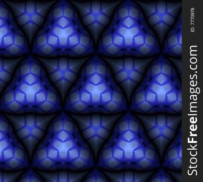 An abstract illustrated pattern of blue interlocking triangular tiles. An abstract illustrated pattern of blue interlocking triangular tiles.