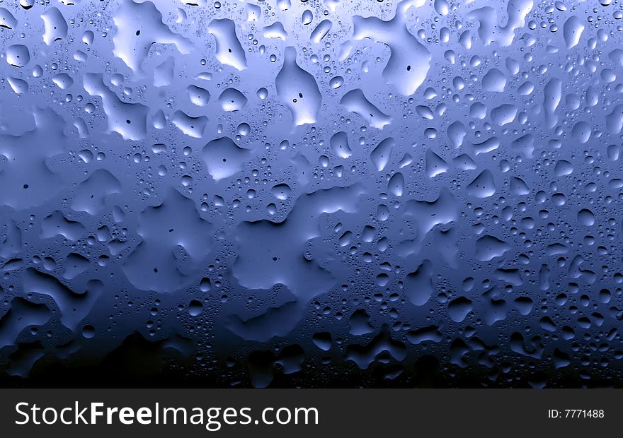 Some water drops on blue background