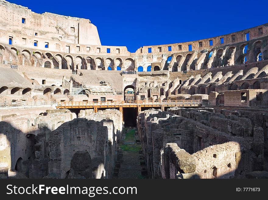 Ruins of famous roman amphitheater Colosseum in Rome, Italy. Ruins of famous roman amphitheater Colosseum in Rome, Italy
