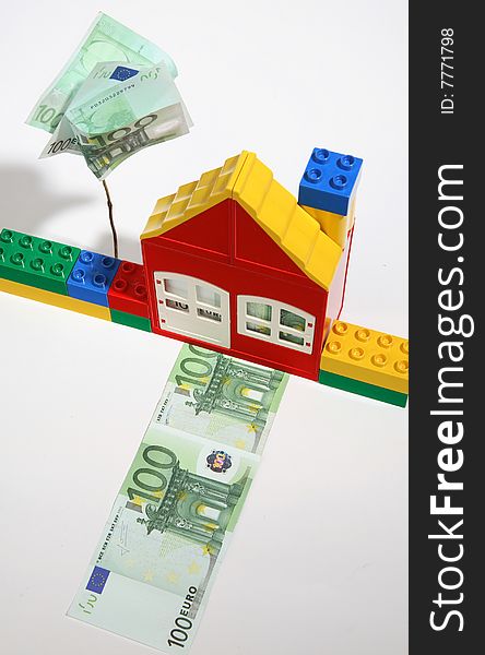 House with banknotes-save money.