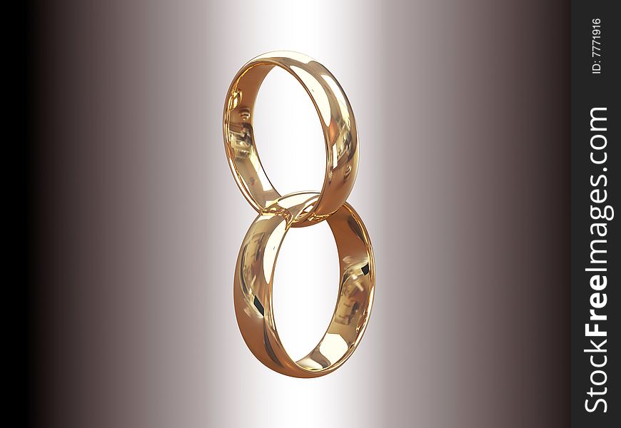 3d isolated gold wedding rings