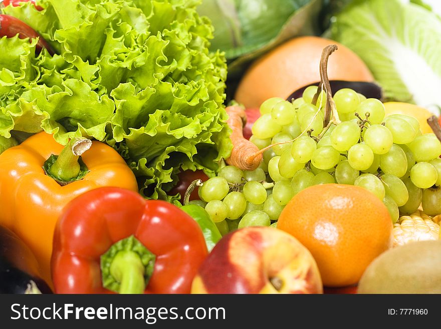 Fresh vegetables and fruits close up