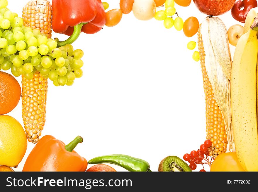 Frame made by fruits and vegetables