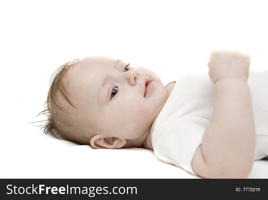 Little baby on a white background