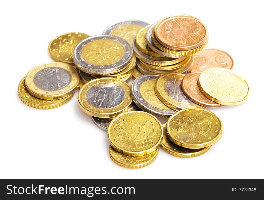 Euro coins isolated on white