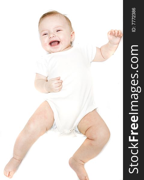 Little Baby On A White Background