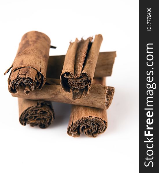 Cinnamon sticks isolated on white background