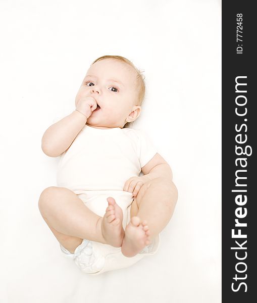 Little baby on a white background