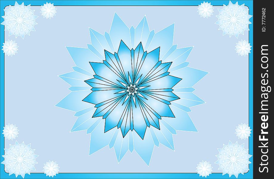 Snowflakes over blue, abstract background - vector