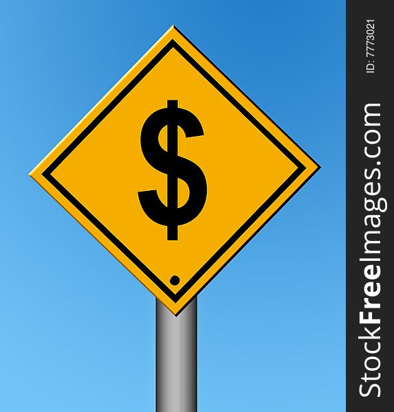 Money signal on blue background. business illustration