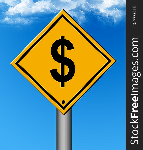 Money signal on blue background. business illustration