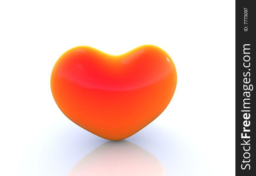 3D generated sign of heart on white background.
