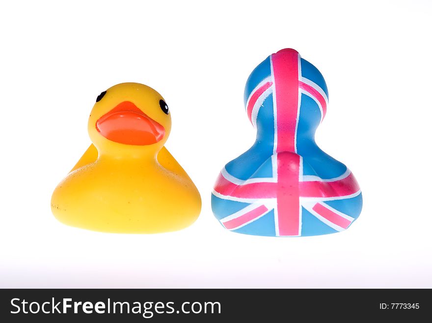 Two rubber duck in white