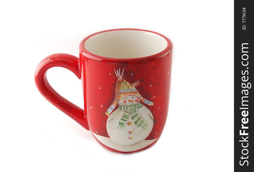 Red snowman coffee mug to hold your warm smooth drink of choice.