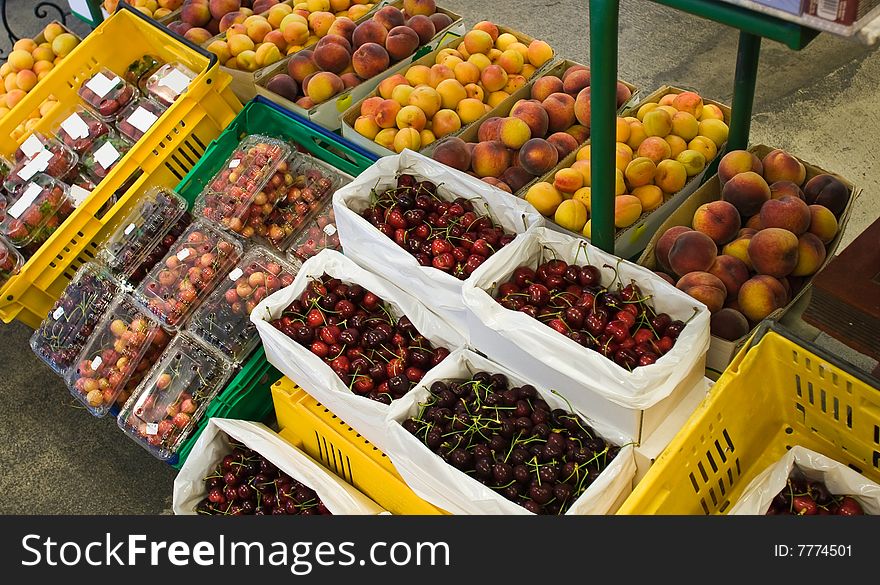 Fresh fruits for sale in a fruit stall. Fresh fruits for sale in a fruit stall